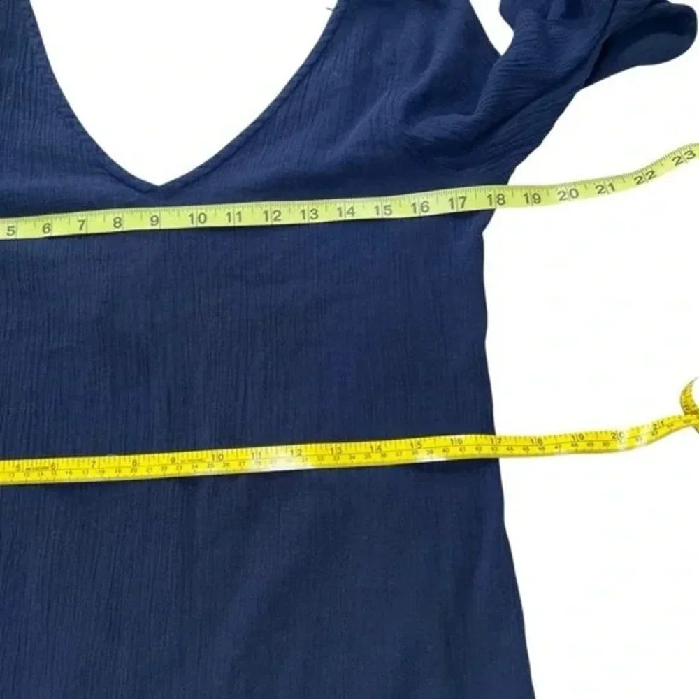 J.Crew Navy Blue‎ Cotton Gauze V-Neck Tunic Top Open Tie Back Small Beachy NWT
